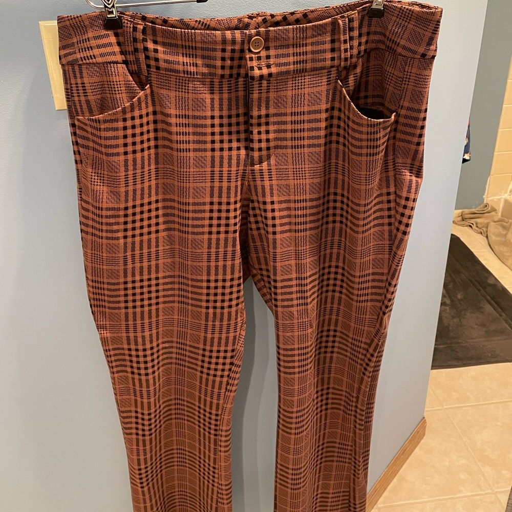 Torrid Brown Plaid Trousers with Straight Leg